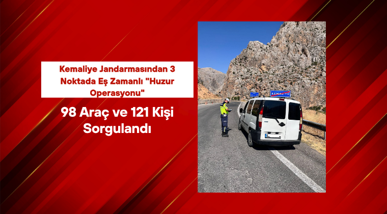 Kemaliye Jandarmasından 3 Noktada Eş Zamanlı “Huzur Operasyonu”